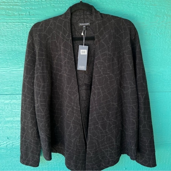 EILEEN FISHER MERINO WOOL FLOWY MOSAIC PATTERN OPEN CARDIGAN SIZE LARGE NWT - Picture 9 of 9